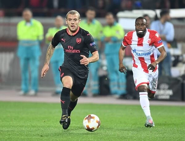 Jack Wilshere: In Action for Arsenal against Red Star Belgrade, Europa League 2017-18
