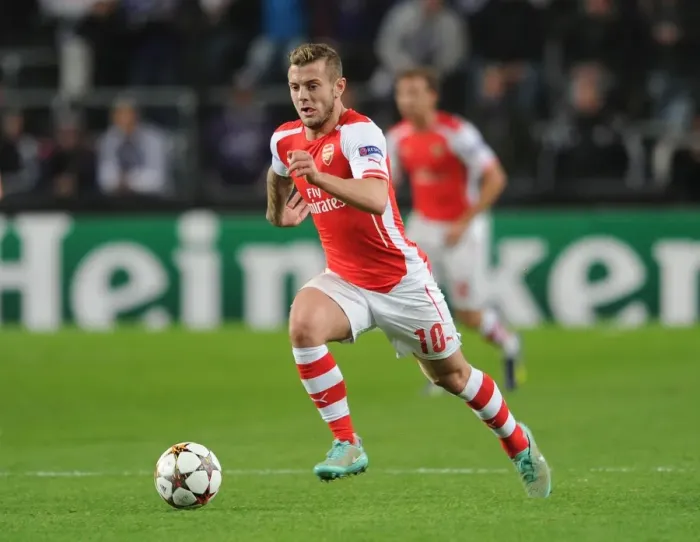 Framed Print : Jack Wilshere in Action: Arsenal vs. RSC Anderlecht, UEFA Champions League, 2014