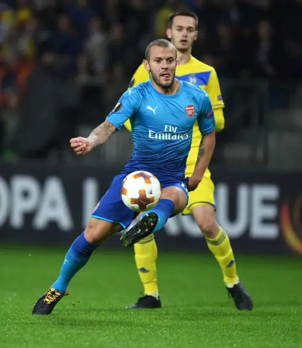 Framed Print : Jack Wilshere in Action: Arsenal vs. FC BATE Borisov, UEFA Europa League 2017-18