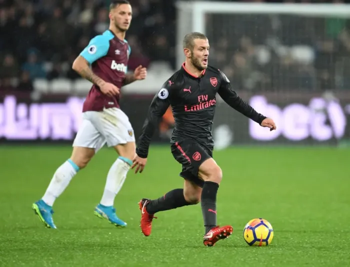 Framed Print : Jack Wilshere in Action: Arsenal vs. West Ham (2017-18) - Premier League Showdown