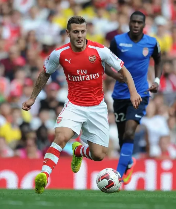 Framed Print : Jack Wilshere in Action: Arsenal vs AS Monaco, Emirates Cup 2014
