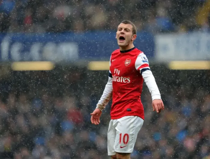 Framed Print : Jack Wilshere: In Action against Chelsea (2013)