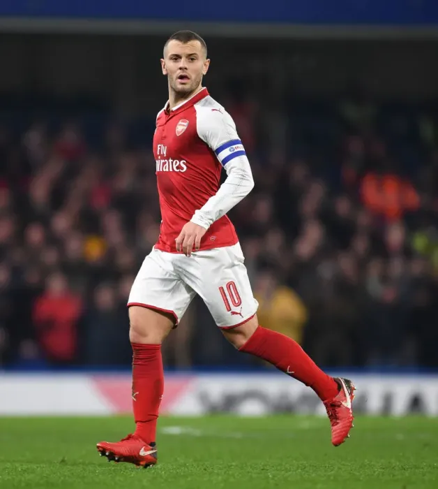Framed Print : Jack Wilshere in Action: Chelsea vs Arsenal, Carabao Cup Semi-Final First Leg (2017-18)
