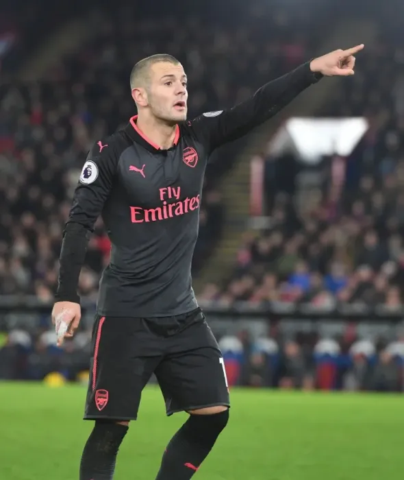 Framed Print : Jack Wilshere in Action: Premier League Clash between Arsenal and Crystal Palace (2017-18)