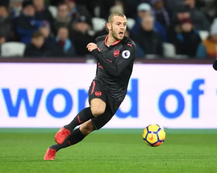 Framed Print : Jack Wilshere in Action: Premier League Clash between Arsenal and West Ham (2017-18)