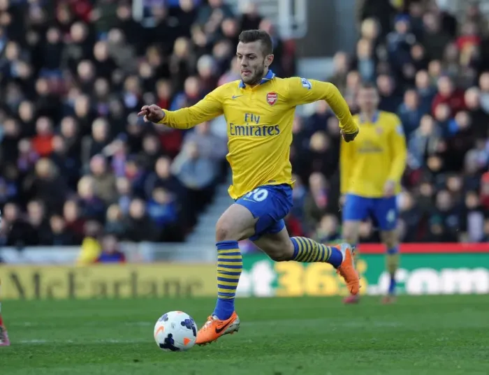 Framed Print : Jack Wilshere in Action: Stoke City vs Arsenal, Premier League 2013-14