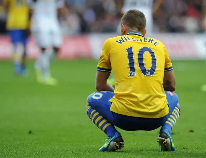 Framed Print : Jack Wilshere: In Action Against Swansea City, Premier League 2013-14