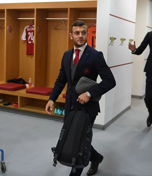 Jack Wilshere in Arsenal Changing Room Before Arsenal FC vs 1. FC Koeln UEFA Europa League Match