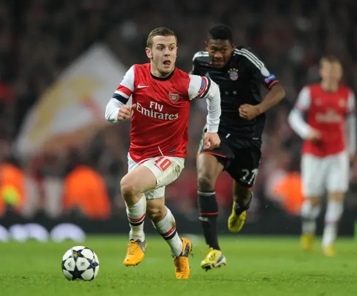 Framed Print : Jack Wilshere (Arsenal) David Alaba (Bayern). Arsenal 1: 3 Bayern Munich. UEFA Champions League Framed Print : Jack Wilshere (Arsenal) David Alaba (Bayern). Arsenal 1: 3 Bayern Munich. UEFA Champions League