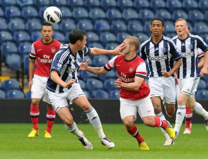 Framed Print : Jack Wilshere (Arsenal) George Thorne (WBA). West Bromwich Albion U21 1: 0 Arsenal U21 Framed Print : Jack Wilshere (Arsenal) George Thorne (WBA). West Bromwich Albion U21 1: 0 Arsenal U21