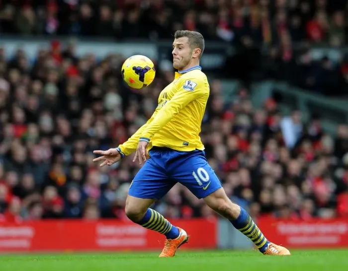 Framed Print : Jack Wilshere: Arsenal Star in Action Against Liverpool, Premier League 2013-14
