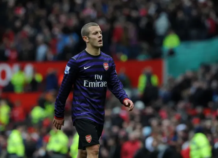 Framed Print : Jack Wilshere: Arsenal Star at Old Trafford Against Manchester United (2012-13) Framed Print : Jack Wilshere: Arsenal Star at Old Trafford Against Manchester United (2012-13)