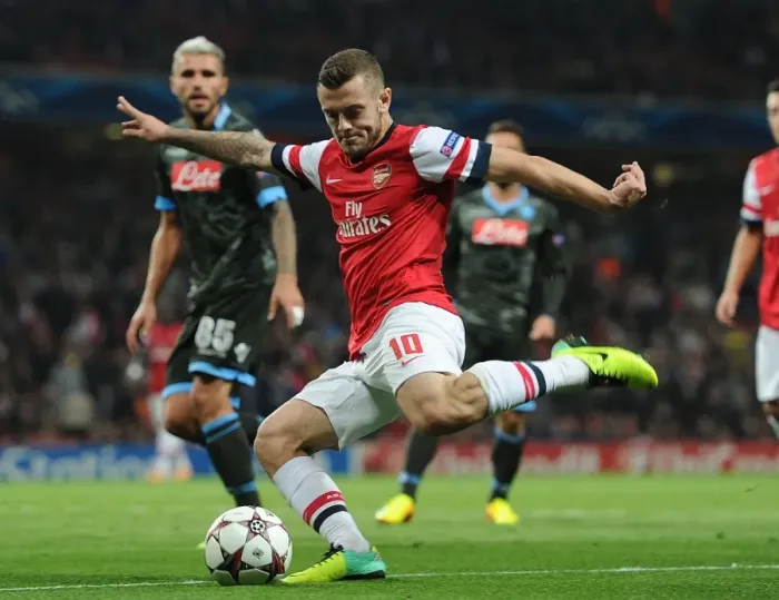 Framed Print : Jack Wilshere: Arsenal vs Napoli, UEFA Champions League 2013-14 - In Action