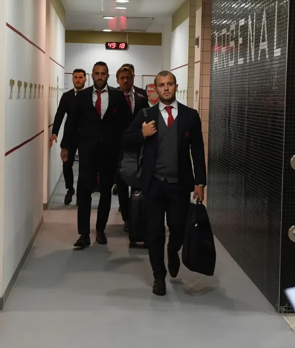 Framed Print : Jack Wilshere in Arsenal's Home Changing Room before Arsenal v West Bromwich Albion, Premier League 2017-18