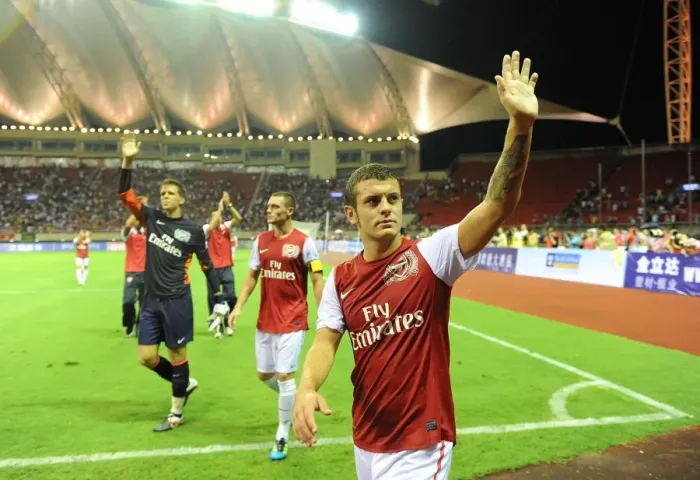 Framed Print : Jack Wilshere Bids Farewell: Arsenal's Star Midfielder Waves to Fans in Hangzhou, China (Hangzhou Greentown vs Arsenal) Framed Print : Jack Wilshere Bids Farewell: Arsenal's Star Midfielder Waves to Fans in Hangzhou, China (Hangzhou Greentown vs Arsenal)