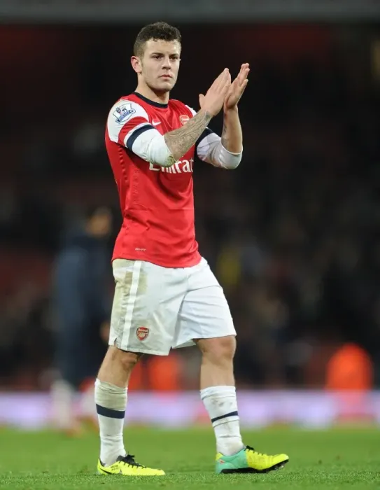Framed Print : Jack Wilshere Celebrates with Arsenal Fans after Arsenal v Southampton Match, 2013-14