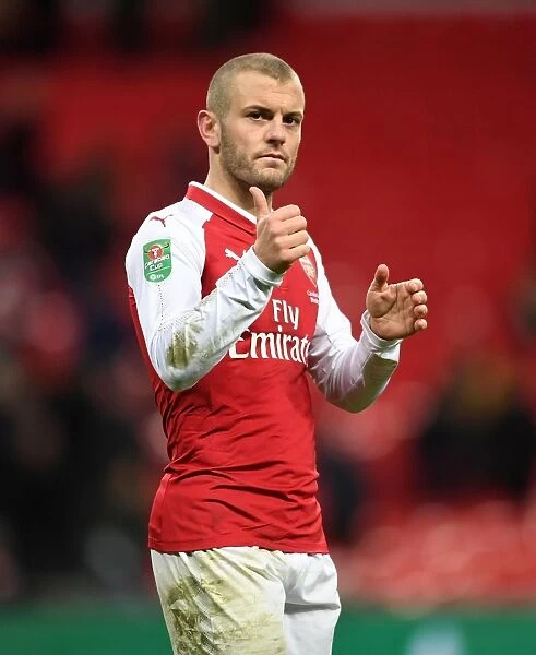 Jack Wilshere Celebrates with Arsenal Fans after Carabao Cup Final Victory over Manchester City