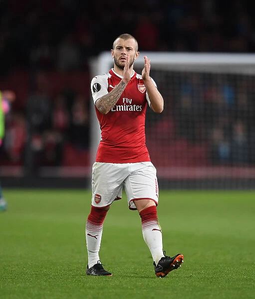 Jack Wilshere Celebrates with Arsenal Fans after Europa League Semi-Final vs Atletico Madrid