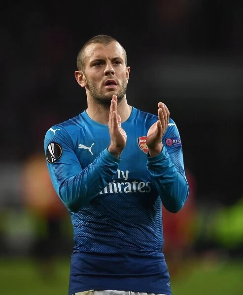 Jack Wilshere Celebrates with Arsenal Fans after UEFA Europa League Victory over FC Koln, 2017