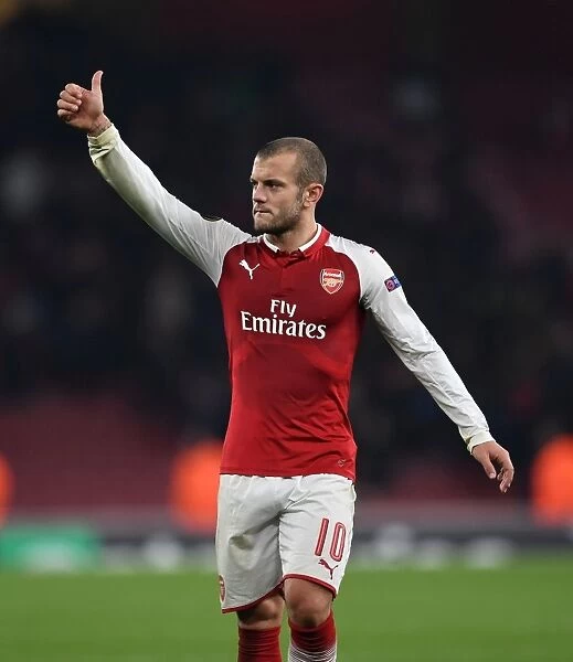 Jack Wilshere Celebrates after Arsenal's Europa League Victory over Red Star Belgrade