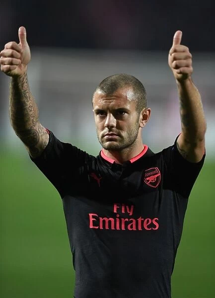 Jack Wilshere Celebrates Arsenal's Victory over Red Star Belgrade in Europa League