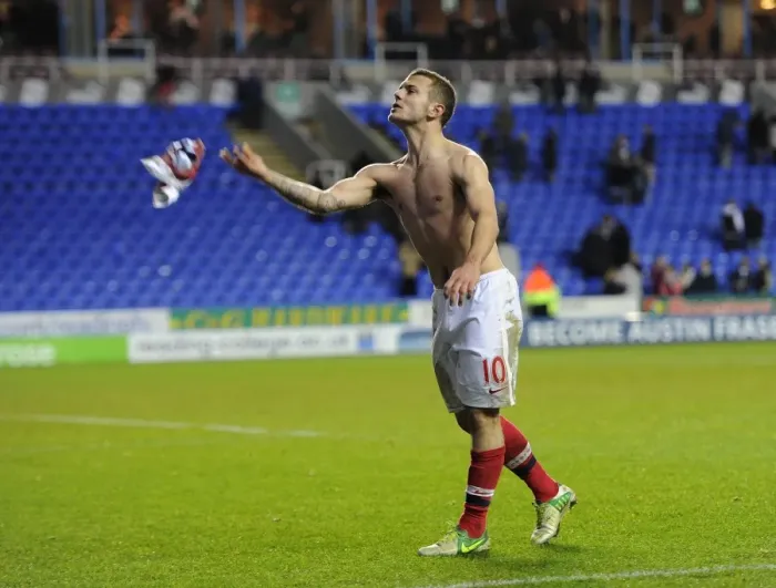 Framed Print : Jack Wilshere Celebrates with Fans: Reading vs Arsenal, Premier League 2012-13