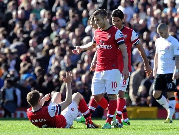 Jack Wilshere Consoles Emotional Aaron Ramsey After Fulham vs. Arsenal Clash (2013)