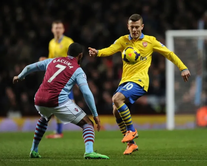 Framed Print : Jack Wilshere Faces Off Against Leandro Bacuna: Aston Villa vs. Arsenal, Premier League 2013-14 Framed Print : Jack Wilshere Faces Off Against Leandro Bacuna: Aston Villa vs. Arsenal, Premier League 2013-14