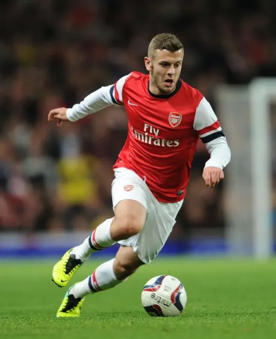 Framed Print : Jack Wilshere Focuses in Arsenal's Capital One Cup Clash Against Chelsea