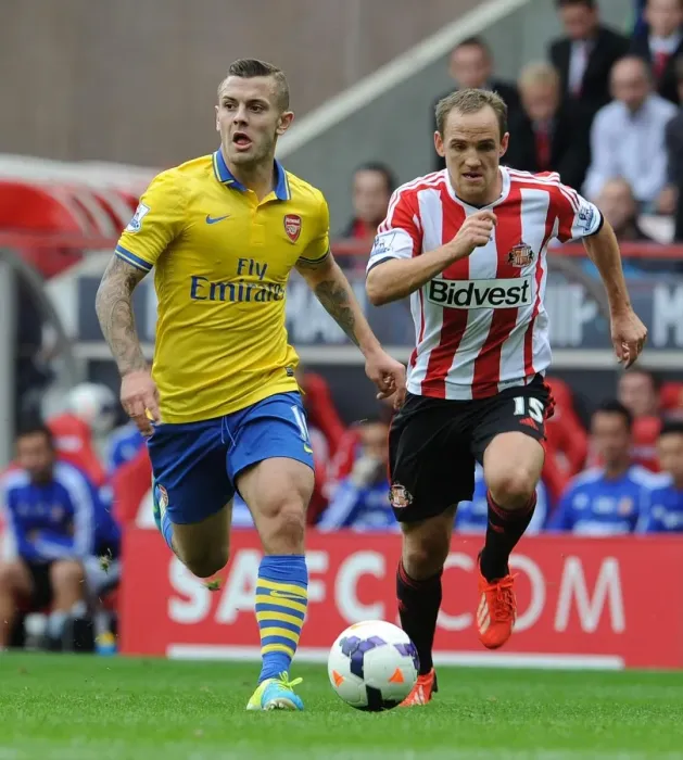 Framed Print : Jack Wilshere Outruns David Vaughan: Sunderland vs Arsenal, Premier League 2013-14 Framed Print : Jack Wilshere Outruns David Vaughan: Sunderland vs Arsenal, Premier League 2013-14