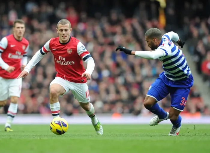 Framed Print : Jack Wilshere Outsmarts Armand Traore: A Moment of Skill from the 2012-13 Arsenal vs. QPR Premier League Match Framed Print : Jack Wilshere Outsmarts Armand Traore: A Moment of Skill from the 2012-13 Arsenal vs. QPR Premier League Match