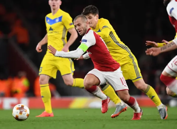 Framed Print : Jack Wilshere Overpowers Stanislav Dragun: Arsenal FC vs BATE Borisov, UEFA Europa League Framed Print : Jack Wilshere Overpowers Stanislav Dragun: Arsenal FC vs BATE Borisov, UEFA Europa League