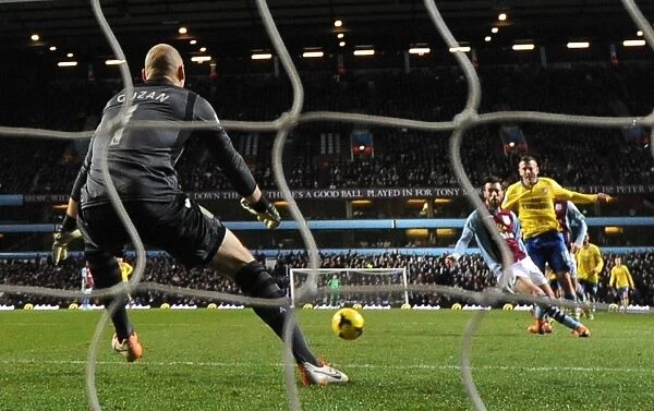 Jack Wilshere scores Arsenals 1st goal past Brad Guzan (Villa). Aston Villa 1: 2 Arsenal