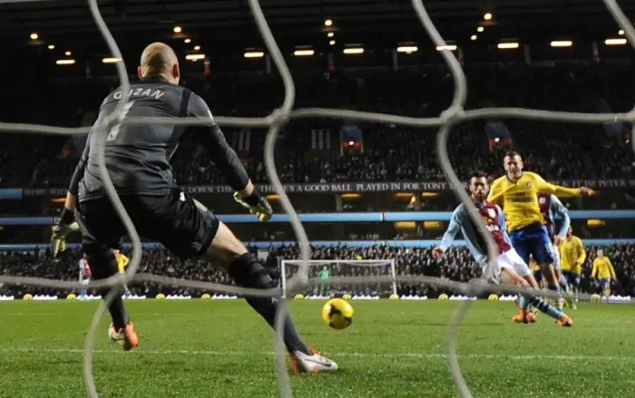 Framed Print : Jack Wilshere scores Arsenals 1st goal past Brad Guzan (Villa). Aston Villa 1: 2 Arsenal Framed Print : Jack Wilshere scores Arsenals 1st goal past Brad Guzan (Villa). Aston Villa 1: 2 Arsenal