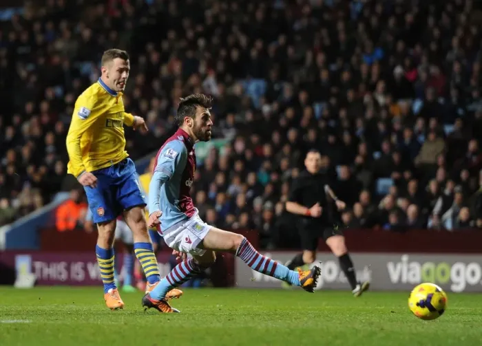 Framed Print : Jack Wilshere Scores First Goal: Aston Villa vs. Arsenal, Premier League 2013-14