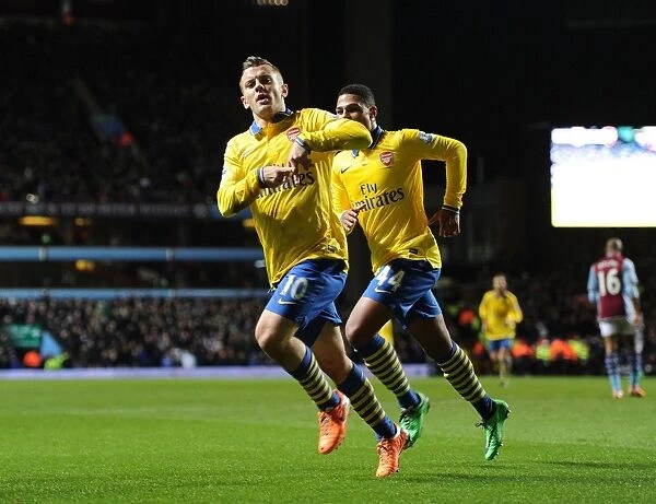 Jack Wilshere Scores the Opener: Aston Villa vs. Arsenal, Premier League 2013-14 - A Celebratory Moment