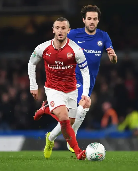 Framed Print : Jack Wilshere vs. Cesc Fabregas: Battle of Midfielders in Carabao Cup Semi-Final First Leg (Chelsea vs. Arsenal, 2018) Framed Print : Jack Wilshere vs. Cesc Fabregas: Battle of Midfielders in Carabao Cup Semi-Final First Leg (Chelsea vs. Arsenal, 2018)