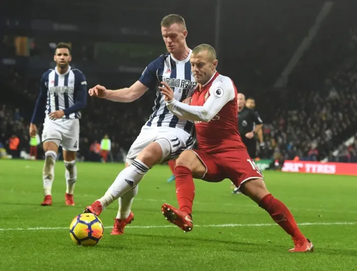 Framed Print : Jack Wilshere vs. Chris Brunt: A Midfield Battle at The Hawthorns (Arsenal vs. West Bromwich Albion, 2017-18) Framed Print : Jack Wilshere vs. Chris Brunt: A Midfield Battle at The Hawthorns (Arsenal vs. West Bromwich Albion, 2017-18)