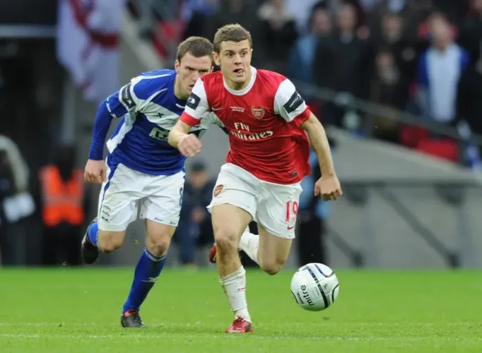 Framed Print : Jack Wilshere vs Craig Gardner: Birmingham City's Upset over Arsenal in Carling Cup Final at Wembley Stadium (2011)