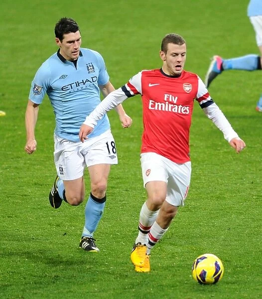 Jack Wilshere vs. Gareth Barry: Intense Midfield Battle at Arsenal vs. Manchester City (2012-13)