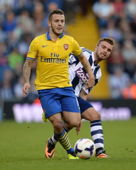 Framed Print : Jack Wilshere vs. James Morrison: Battle in the Midfield - West Bromwich Albion vs. Arsenal (2013-14)