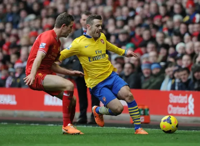 Framed Print : Jack Wilshere vs. Jordan Henderson: Battle in the Midfield - Liverpool vs. Arsenal, Premier League 2013-14 Framed Print : Jack Wilshere vs. Jordan Henderson: Battle in the Midfield - Liverpool vs. Arsenal, Premier League 2013-14