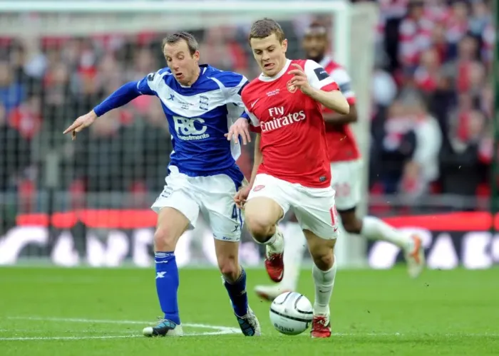 Framed Print : Jack Wilshere vs. Lee Bowyer: Arsenal's Defeat in the Carling Cup Final against Birmingham City (27 / 2 / 11)