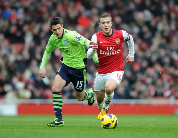 Framed Print : Jack Wilshere's Agility: Outmaneuvering Ashley Westwood, Arsenal vs. Aston Villa, Premier League 2012-13 Framed Print : Jack Wilshere's Agility: Outmaneuvering Ashley Westwood, Arsenal vs. Aston Villa, Premier League 2012-13