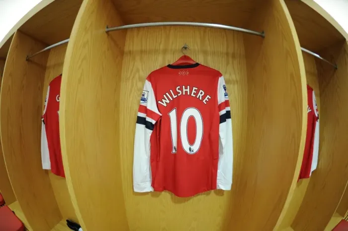 Framed Print : Jack Wilshere's Arsenal Shirt in Arsenal Changing Room (2012-13) Framed Print : Jack Wilshere's Arsenal Shirt in Arsenal Changing Room (2012-13)