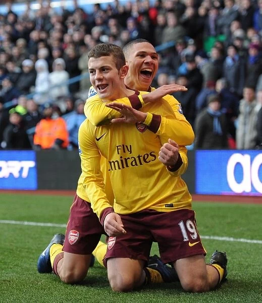 Jack Wilshere's Game-winning Goal Celebration with Kieran Gibbs: Arsenal's Triumph over Aston Villa (4-2)