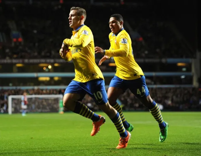 Framed Print : Jack Wilshere's Stunner: Arsenal's First Goal vs. Aston Villa (2013-14)