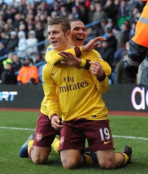 Jack Wilshere's Thrilling Goal Celebration with Kieran Gibbs: Arsenal's Victory over Aston Villa (4-2)