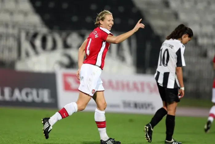 Framed Print : Jayne Ludlow's Eighth Goal: Arsenal Ladies Crush POAK Thessaloniki 9-0 in Champions League