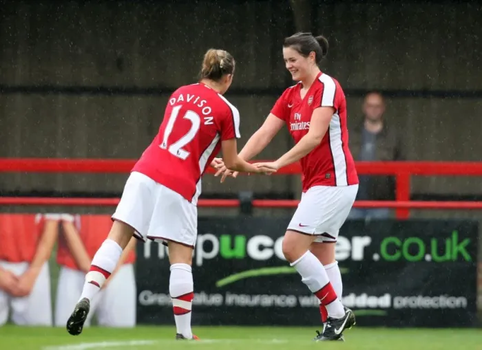 Framed Print : Jennifer Beattie celebrates scoring Arsenals 4th goal Framed Print : Jennifer Beattie celebrates scoring Arsenals 4th goal